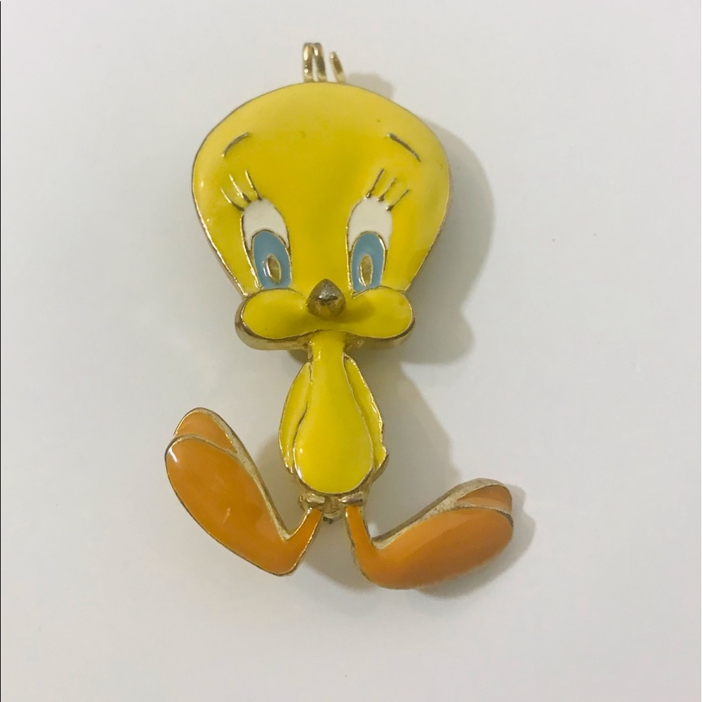 Twitty Bird brooch yellow vintage enamel Warner Bro 1992